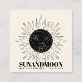 Tarjeta De Visita Cuadrada Energía Solar Espiritual Neutral Sanadora Sol Luna