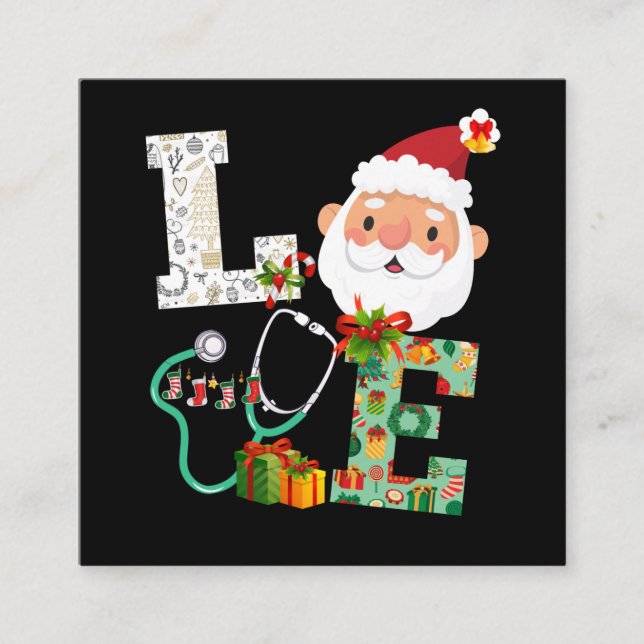 Tarjeta De Visita Cuadrada Enfermera Navidades de amor Santa Navidad celebran (Anverso)