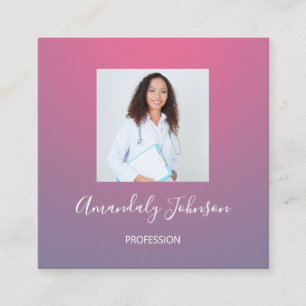 Tarjeta De Visita Cuadrada Enfermera Personalizado  de Salud Foto Ommbbre