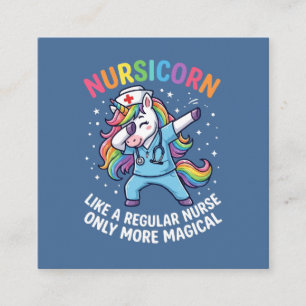 Tarjeta De Visita Cuadrada Enfermera Unicornio Energía Brillante y Mágica
