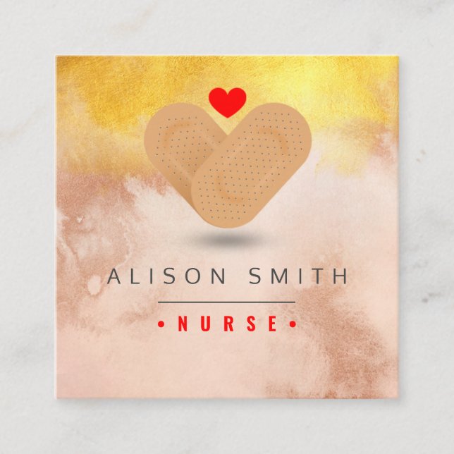 Tarjeta De Visita Cuadrada Enfermero/ Enfermero pediátrico/ cuidador (Anverso)
