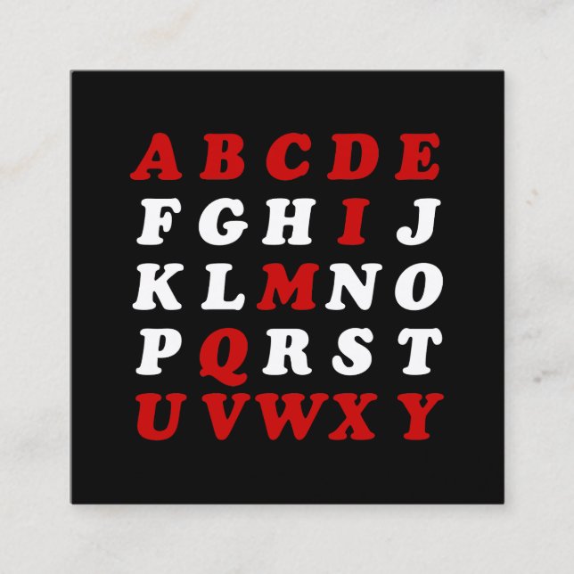 Tarjeta De Visita Cuadrada English Alphabet (Anverso)