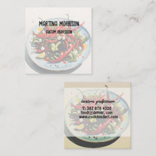 Tarjeta De Visita Cuadrada Ensalada de pimientos calientes