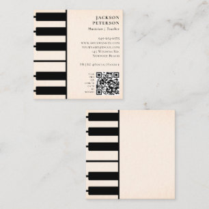Tarjeta De Visita Cuadrada Enseñanza musical pianista Claves