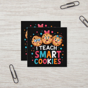 Tarjeta De Visita Cuadrada Enseño a galletas inteligentes Maestra de vuelta a