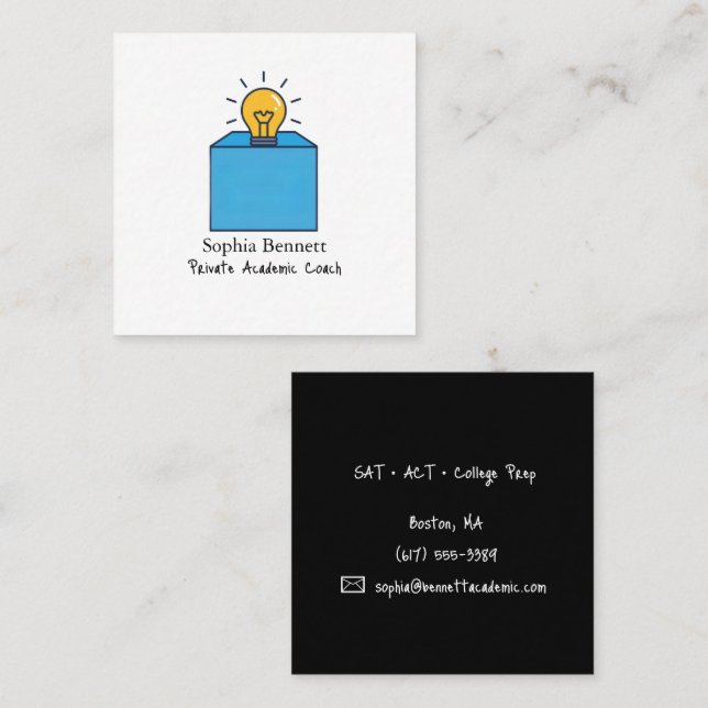 Tarjeta De Visita Cuadrada Entrenador Académico Privado Profesional (Anverso / Reverso)
