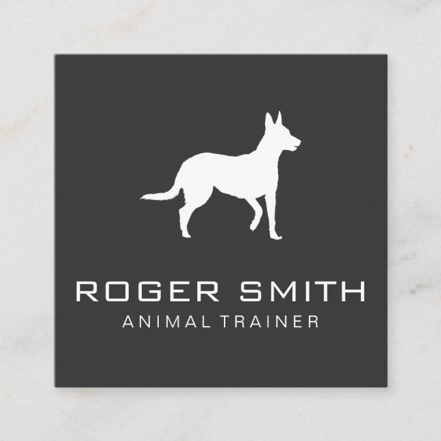 Tarjeta De Visita Cuadrada Entrenador de animales (gris) (Anverso)
