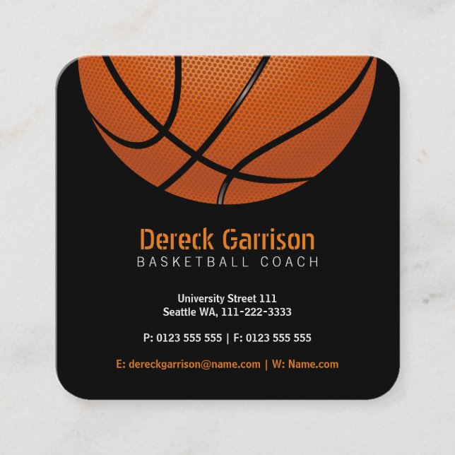 Tarjeta De Visita Cuadrada entrenador de baloncesto | Deporte (Anverso)