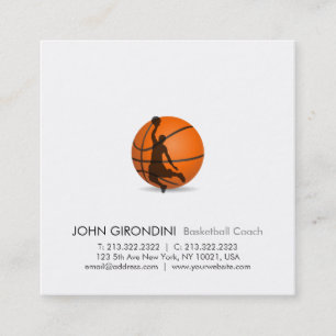 Tarjeta De Visita Cuadrada Entrenador de baloncesto entrenador moderno Plaza