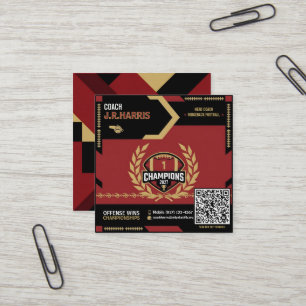 Tarjeta De Visita Cuadrada Entrenador de Fútbol Americano