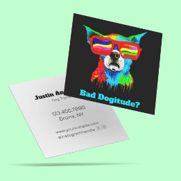 Tarjeta De Visita Cuadrada Entrenador de Perros Personalizado Perro Arcoíris 
