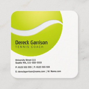 Tarjeta De Visita Cuadrada Entrenador de tenis   Lecciones sobre prácticas d