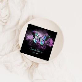 Tarjeta De Visita Cuadrada entrenador de vida de mariposa azul terapeuta holo