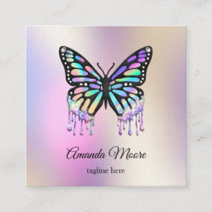 Tarjeta De Visita Cuadrada entrenador de vida de mariposa monarca holográfico
