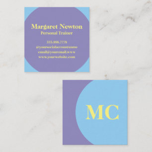 Tarjeta De Visita Cuadrada Entrenador Personal de Morado, Amarillo y Azul