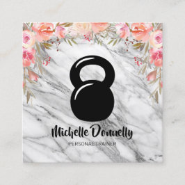Tarjeta De Visita Cuadrada Entrenador personal Girly Floral