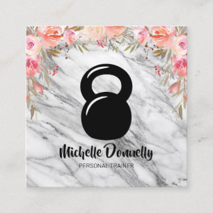 Tarjeta De Visita Cuadrada Entrenador personal Girly Floral