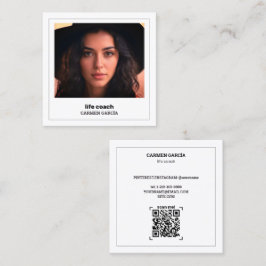 Tarjeta De Visita Cuadrada 🌱 Entrenador Personalizado QR & Foto