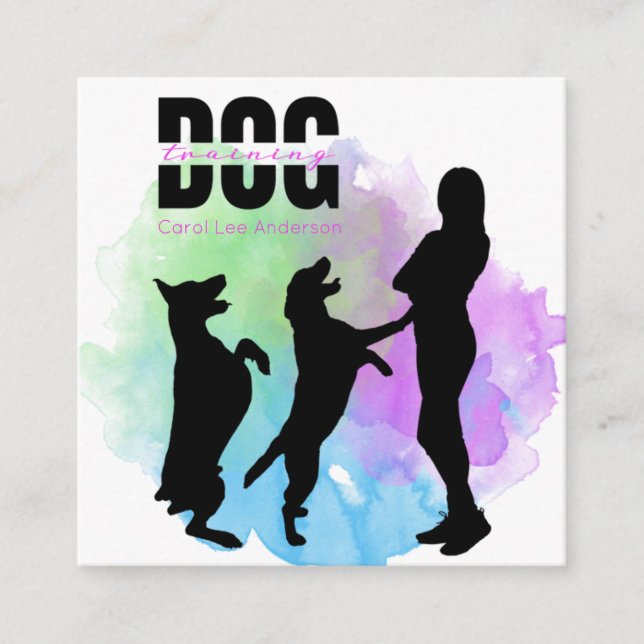 Tarjeta De Visita Cuadrada Entrenamiento de perros / Entrenador de perros (Anverso)