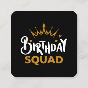 Tarjeta De Visita Cuadrada Equipo de Cumpleaños Fiesta Familiar Divertida Coi