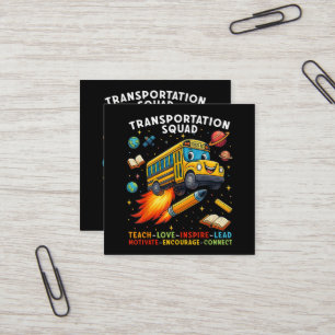 Tarjeta De Visita Cuadrada Equipo de Transporte Conductor de Autobús Escolar 