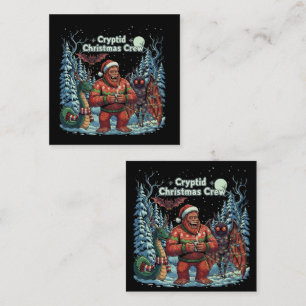 Tarjeta De Visita Cuadrada Equipo Divertido de Cryptids Navideños   Pie Grand