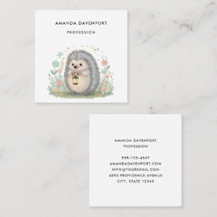 Tarjeta De Visita Cuadrada Erizo Adorable con Linterna