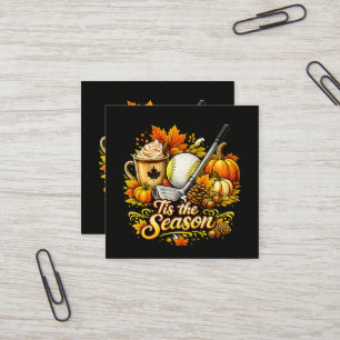 Tarjeta De Visita Cuadrada Es La Temporada Café De Especia De Calabaza De Gol