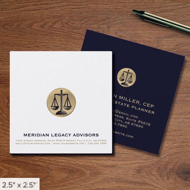 Tarjeta De Visita Cuadrada Escalas simples de justicia (Subido por el creador)