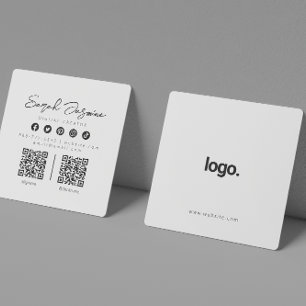 Tarjeta De Visita Cuadrada Escaneado de influencias Minimalistas blancas mode