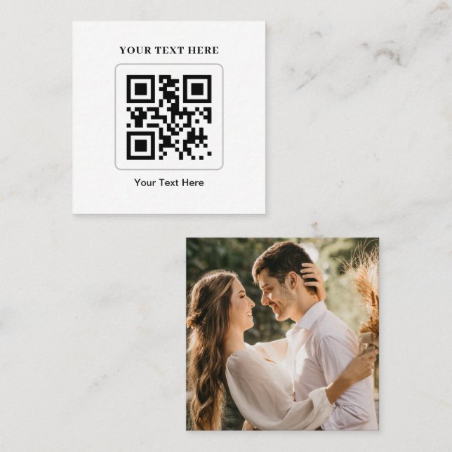 Tarjeta De Visita Cuadrada Escanear para RSVP Boda Respuesta de código QR (Anverso / Reverso)