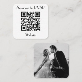 Tarjeta De Visita Cuadrada Escanearme a RSVP Boda QR Code Photo Response