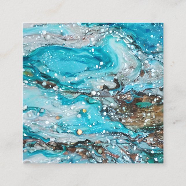 Tarjeta De Visita Cuadrada Escena oceánica estilo pintura de pintura acrílica (Anverso)