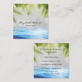 Tarjeta De Visita Cuadrada Escenario tropical de la playa del agente de viaje