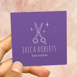 Tarjeta De Visita Cuadrada Escisión Minimalista de estilo peinado o Salon mor