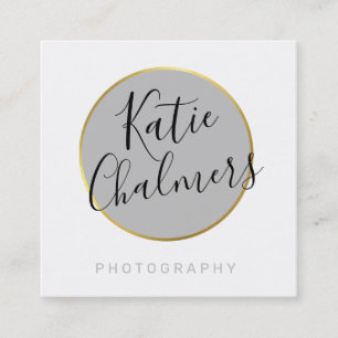 Tarjeta De Visita Cuadrada Escrito ELEGANTE moda moderna bonito dorado gris p