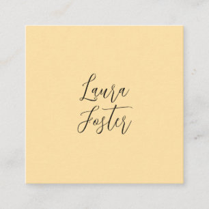 Tarjeta De Visita Cuadrada Escritura a mano clásica Nombre elegante Color bei