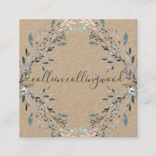 Tarjeta De Visita Cuadrada Escritura a mano de papel Kraft moderno profesiona