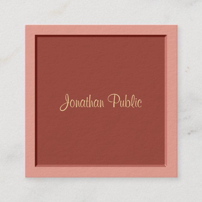 Tarjeta De Visita Cuadrada Escritura a mano de plantilla moderna profesional  (Anverso)