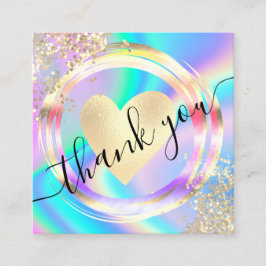 Tarjeta De Visita Cuadrada escritura moderna holográfica gracias por tu pedid