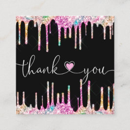 Tarjeta De Visita Cuadrada escritura moderna holográfica gracias por tu pedid