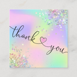 Tarjeta De Visita Cuadrada escritura moderna holográfica gracias por tu pedid