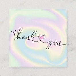 Tarjeta De Visita Cuadrada escritura moderna holográfica gracias por tu pedid