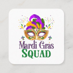 Tarjeta De Visita Cuadrada Escuadrón Mardi Gras
