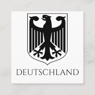 Tarjeta De Visita Cuadrada Escudo de Armas Alemán Deutschland Blanco y Negro