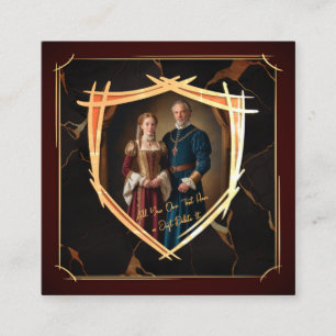 Tarjeta De Visita Cuadrada Escudo de Armas de Caballero Medieval Antiguo
