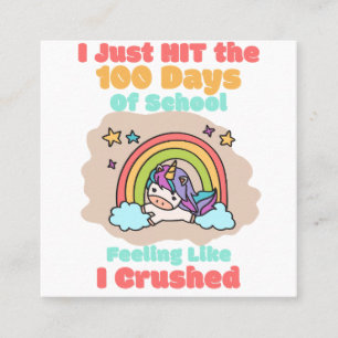 Tarjeta De Visita Cuadrada Escuela de 100 días, acabo de golpear y aplastar l