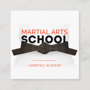 Tarjeta De Visita Cuadrada Escuela de Artes Marciales / Dojo Karate