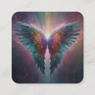 Tarjeta De Visita Cuadrada *~* Esoteric QR Mistical Rainbow Angel Wings AP78