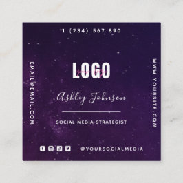 Tarjeta De Visita Cuadrada Espacio Galaxia Púrpura Profunda Universo Código Q